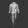 Stylish White Hoodie With Black Letter Print And Gray Casual Pants