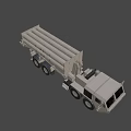 Heavy Duty Military Truck With Large Vertical Pipes Front View On Dark Background