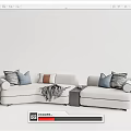 Modern Sectional Sofa With Soft Pillows Throw Blanket And Decorative Items 3d model