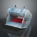 Functional Vehicle Crushing Bucket With Metal Structure And Red Grid Design 3d model