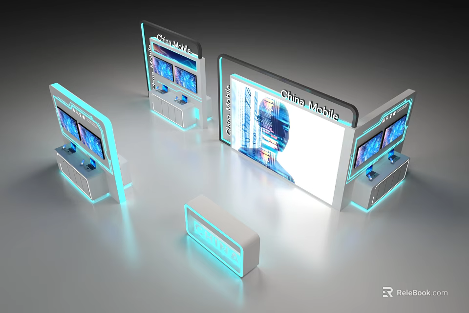 Sleek Modern Display Shelves With Integrated LED Lights And Glass Doors For Retail 3d model 