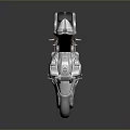 Futuristic Silver Motorcycle With Sleek Metallic Body And Aerodynamic Design