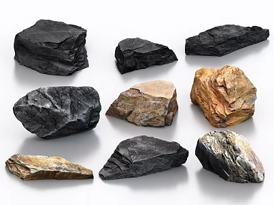 Natural Stone and Wood Materials Showcasing Various Textures for Design Projects 3d model