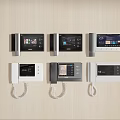Different Modern Intercom Control Panels With Digital Screens And Handsets 3d model