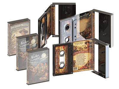 Vintage Retro Cassette Tapes Collection With Illustrated Cases And Cover Art 3d model