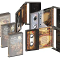 Vintage Retro Cassette Tapes Collection With Illustrated Cases And Cover Art