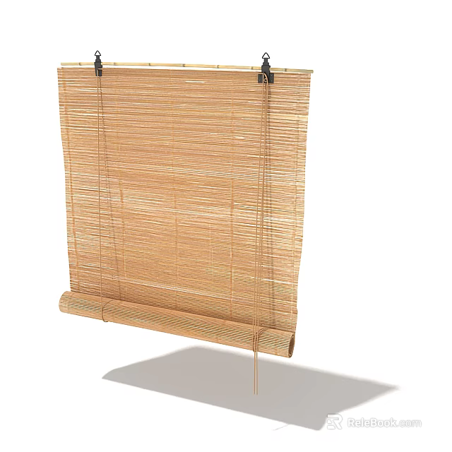 Natural Bamboo Roller Blind For Window Covering With Rustic Texture And Light Filtering 3d model