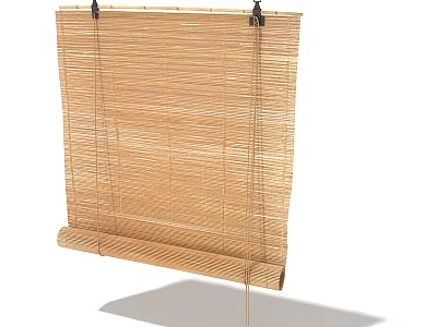 Natural Bamboo Roller Blind For Window Covering With Rustic Texture And Light Filtering 3d model