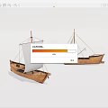 Two Traditional Wooden Sailboats With White Canvas Sails On White Background