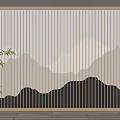 New Chinese background wall landscape grid background wall landscape wall cloud partition 3d model