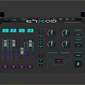 Professional Audio Mixer Console With Black Body Colorful Backlight Knobs Sliders And Buttons