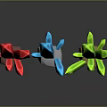 Vibrant Decorative Ornament Set with Red Blue Green Crystal Shaped Pieces and Colorful Bases