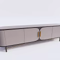 Modern Gray TV Cabinet With Sleek Design Gold Accents And Black Legs