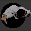 Man in White Taekwondo Uniform with Black Belt Performing High Kick on Mat