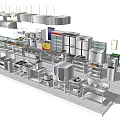 Commercial Kitchen Setup With Various Stainless Steel Kitchen Appliances And Equipment