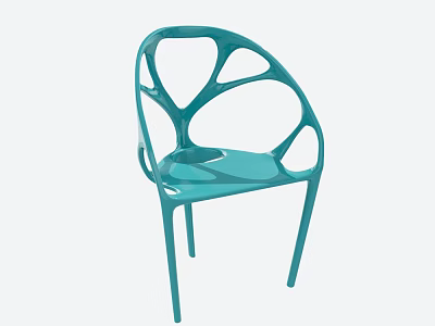 Teal Modern Leisure Chair With Hollow Design And Smooth Plastic Finish 3d model
