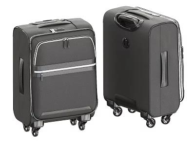 Two Black Rolling Suitcases With Telescopic Handles And Durable Wheels 3d model