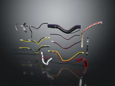 Multi Colored Electronic Wire Harnesses With Various Shapes And Connectors 3d model