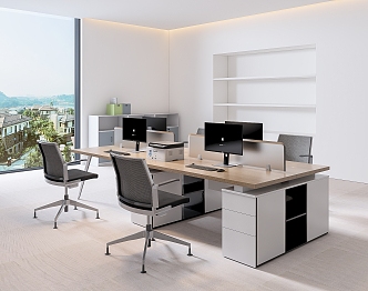 Office Desk and Chair Staff Station Computer Desk and Chair 3d model