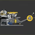 Industrial Material Handling Machine With Yellow Reel Mechanism And Control Panel On Workbench
