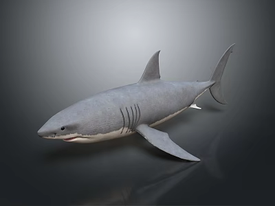 Gray Shark With Detailed Body Dorsal Fin And Tail In Swimming Pose 3d model