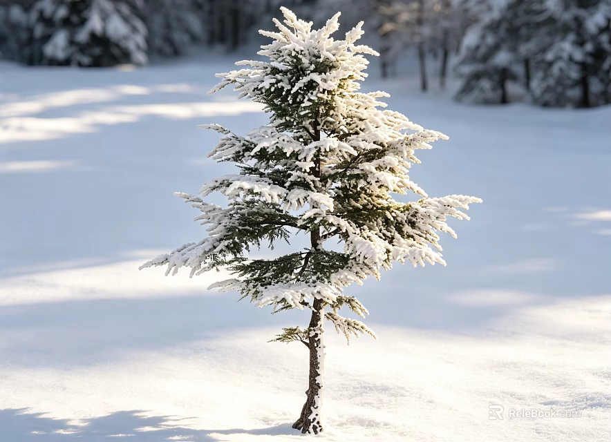 Snow Covered Arbor In Winter Landscape With Sunlit Snowy Ground And Surrounding Evergreen Trees 3d model 