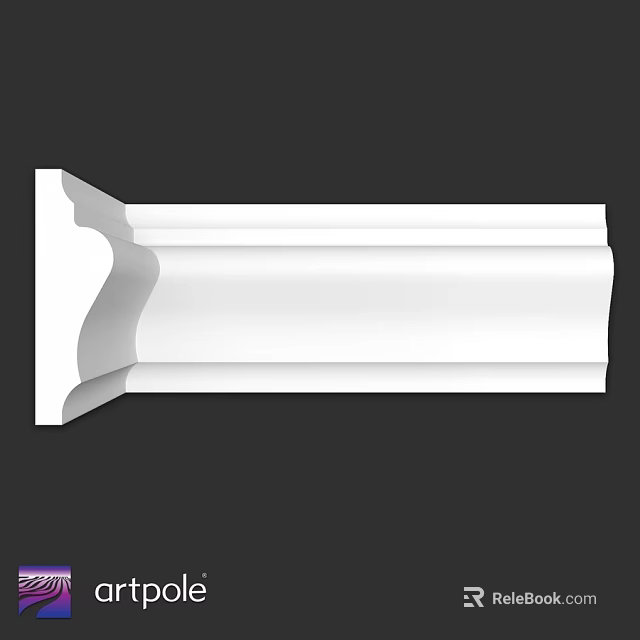 White Architectural Decorative Molding For Interior Design With Smooth Curved Edges 3d model 