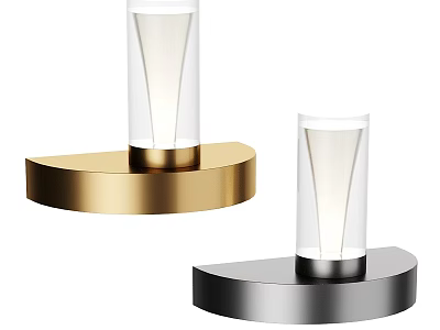 Modern Table Lamp With Transparent Shade And Metallic Gold Silver Semi Circular Base 3d model