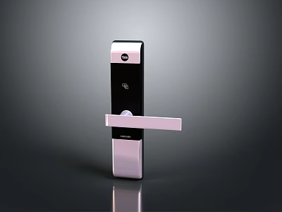 Modern Smart Door Lock Hardware Tool With Fingerprint Recognition And Black Pink Design 3d model