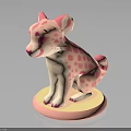 Artistic Pink Spotted Feline Cub Figurine With White Body And Pink Base