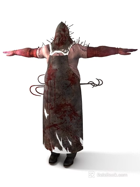Game Movie Character With Bloody Apron Outstretched Arms And Stitches 3d model 