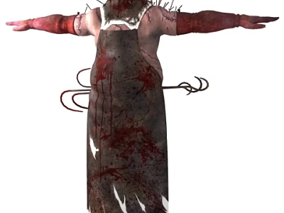 Game Movie Character With Bloody Apron Outstretched Arms And Stitches 3d model