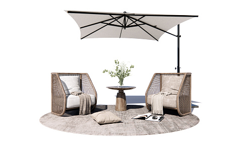 Modern Outdoor Table and Chair Outdoor Single Sofa 3d model