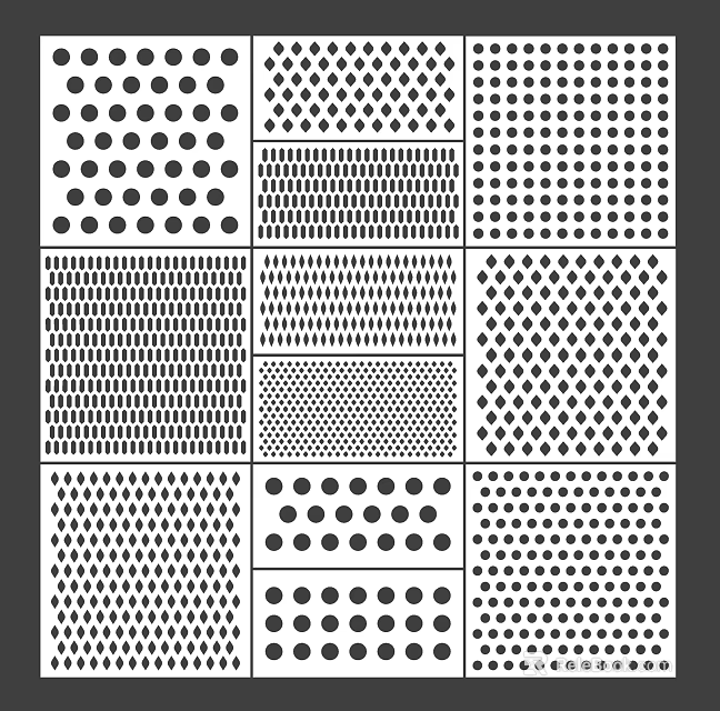 Various Perforated Metal Sheet Patterns With Different Hole Designs And Arrangements 3d model 