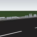Highway Fence Along Road With Blue Sky White Clouds And Green Grassland