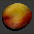 Fresh Ripe Juicy Mango with Yellow and Red Color Shiny Surface on Gray Background