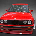 Red Classic BMW Car With Sleek Modified Exterior And Alloy Wheels 3d model