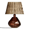 Wicker Shade Table Lamp With Metallic Copper Rounded Base For Home Decor 3d model