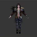 Female Fantasy Character With Feathered Attire And Mythical Creature Elements