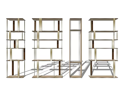 Modern Bookcase With Open Shelving Metal Frame Multiple Units And Different Heights 3d model