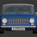 Classic Blue Vintage Sedan With White Roof On Reflective Surface