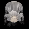 Elegant Modern Chandelier With White Petal Design And Hanging Crystal Beads