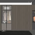 Modern Dark Wood Built in Wardrobe with Hanging Clothes Drawers and Display Shelves