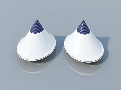 Flush Door Design With White Body And Blue Striped Conical Decorations 3d model