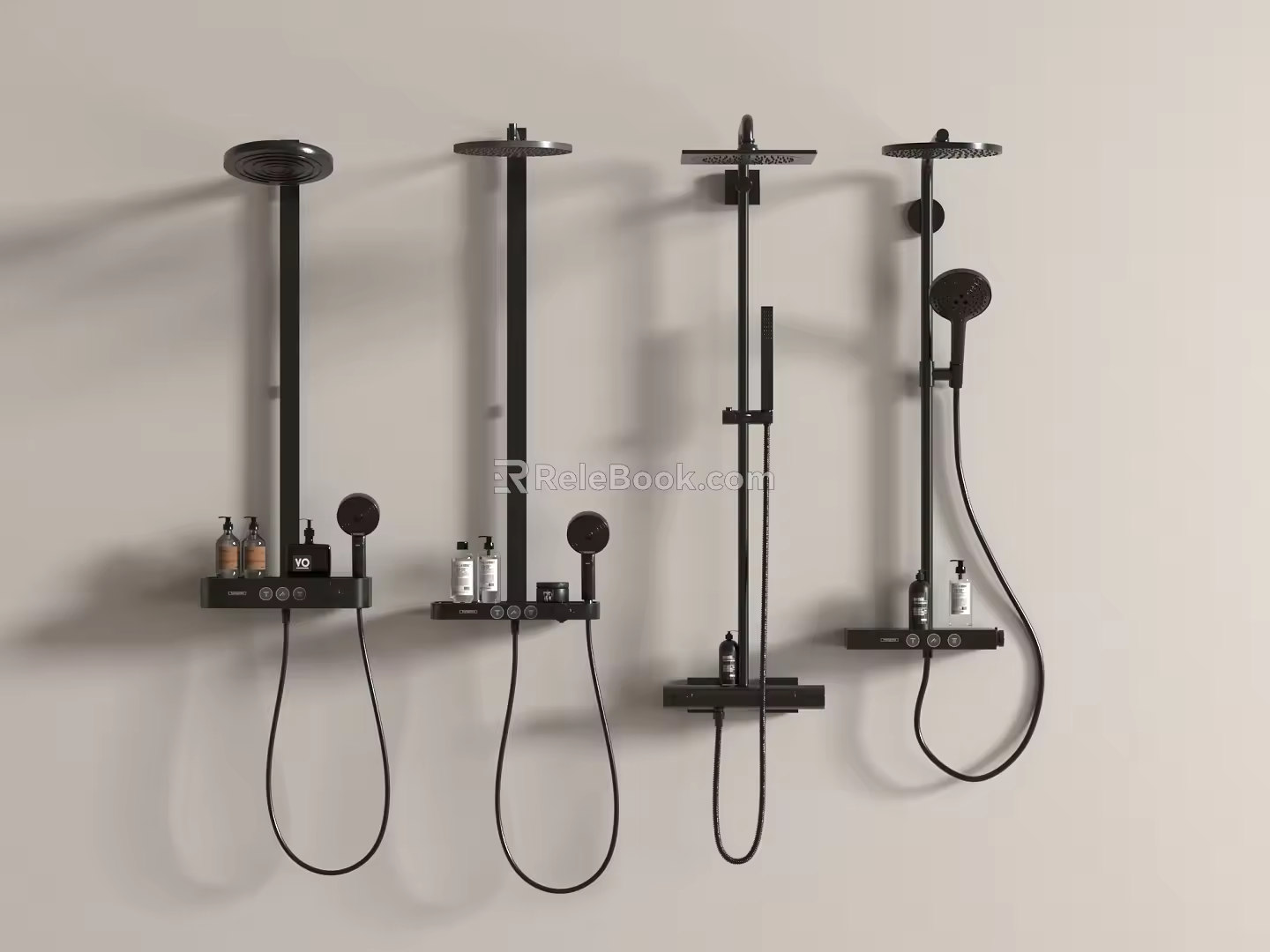 Shower head embedded shower thermostat switch top spray 3d model