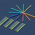 Vibrant Colored Pencils Arranged In Star Shape And Rows On Dark Background