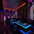 Modern KTV Interior Design With Neon Lights Bar Counters And Decorative Ceiling 3d model