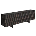 Modern Entryway Console Cabinet With Geometric Triangle Pattern And Dark Brown Wooden Texture 3d model