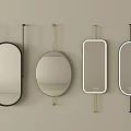 Different Wall Mounted Mirrors With Oval Rectangular And Black Gold White Frames For Modern Decor 3d model