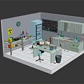 Fun Cartoon Laboratory Scene With Experiment Tables And Scientific Equipment